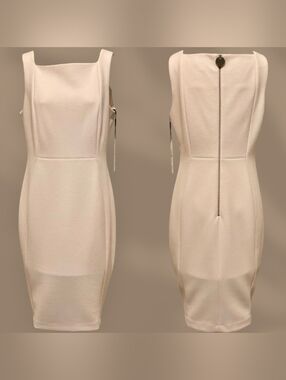 Calvin Klein Pink Square-Neck Midi Sheath Dress